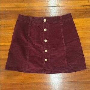 Celebrity Pink Maroon Corduroy Mini Skirt
